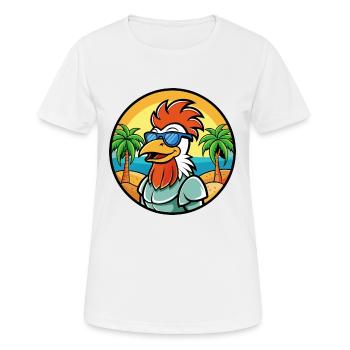 Hahn Lustige Cartoon Sommer Strand Sonnenbrille Cool - Frauen T-Shirt atmungsaktiv - Weiß - Vorne - AI Model Female 172 dark (172cm)
