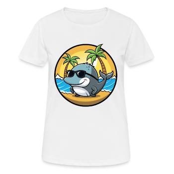 Baleine Drôle Dessin Animé Plage D’été Lunettes De Soleil Cool - T-shirt respirant Femme - blanc - Devant - AI Model Female 172 dark (172cm)