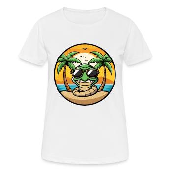 Snake Funny Cartoon Summer Beach Sunglasses Cool - Women's Breathable T-Shirt - white - Front - AI Model Female 172 dark (172cm)