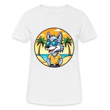 Wolf Lustige Cartoon Sommer Strand Sonnenbrille Aufkleber - Frauen T-Shirt atmungsaktiv - Weiß - Vorne - AI Model Female 172 dark (172cm)