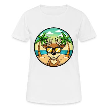 Hirsch Lustige Cartoon Sommer Strand Sonnenbrille Aufkleber - Frauen T-Shirt atmungsaktiv - Weiß - Vorne - AI Model Female 172 dark (172cm)