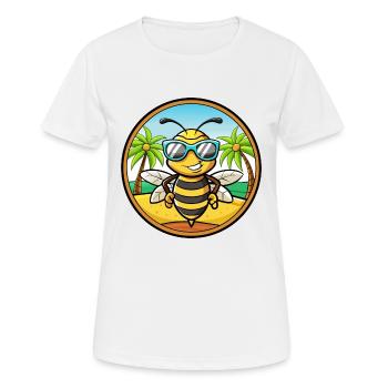 Biene Lustige Cartoon Sommer Strand Sonnenbrille Aufkleber - Frauen T-Shirt atmungsaktiv - Weiß - Vorne - AI Model Female 172 dark (172cm)