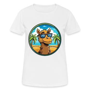 Kamel Lustige Cartoon Sommer Strand Sonnenbrille Cool - Frauen T-Shirt atmungsaktiv - Weiß - Vorne - AI Model Female 172 dark (172cm)