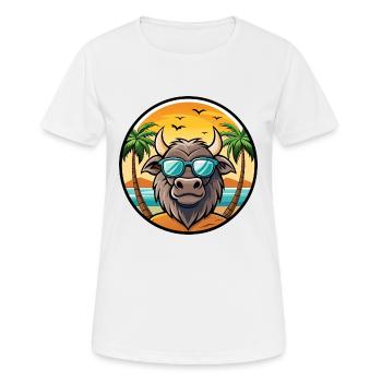 Buffalo Funny Cartoon Lunettes de soleil de plage d’été cool - T-shirt respirant Femme - blanc - Devant - AI Model Female 172 dark (172cm)