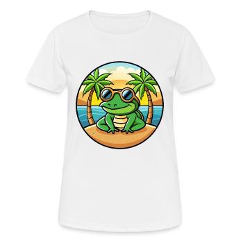 Frosch Lustige Cartoon Sommer Strand Sonnenbrille Aufkleber - Frauen T-Shirt atmungsaktiv - Weiß - Vorne - AI Model Female 172 dark (172cm)
