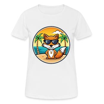 Fuchs Lustige Cartoon Sommer Strand Sonnenbrille Aufkleber - Frauen T-Shirt atmungsaktiv - Weiß - Vorne - AI Model Female 172 dark (172cm)