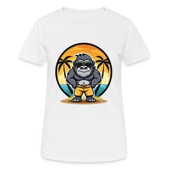 Gorilla Funny Cartoon Summer Beach Sunglasses Cool - Women's Breathable T-Shirt - white - Front - AI Model Female 172 dark (172cm)