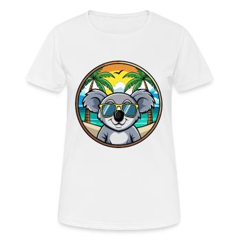 Koala Funny Cartoon Summer Beach Sunglasses Cool - Women's Breathable T-Shirt - white - Front - AI Model Female 172 dark (172cm)