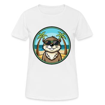Otter Lustige Cartoon Sommer Strand Sonnenbrille Cool - Frauen T-Shirt atmungsaktiv - Weiß - Vorne - AI Model Female 172 dark (172cm)