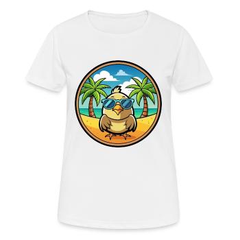 Wachtel Lustige Cartoon Sommer Strand Sonnenbrille Cool - Frauen T-Shirt atmungsaktiv - Weiß - Vorne - AI Model Female 172 dark (172cm)