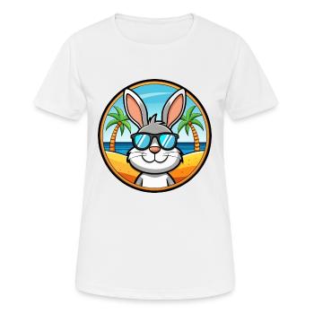Rabbit Funny Cartoon Summer Beach Sunglasses Cool - Women's Breathable T-Shirt - white - Front - AI Model Female 172 dark (172cm)