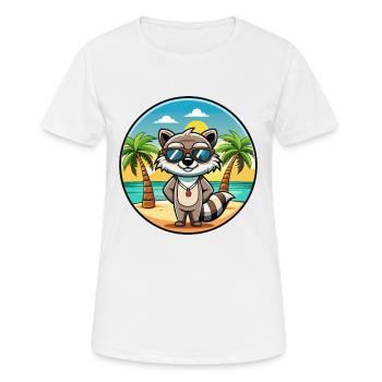 Waschbär Lustig Cartoon Sommer Strand Sonnenbrille Cool - Frauen T-Shirt atmungsaktiv - Weiß - Vorne - AI Model Female 172 dark (172cm)