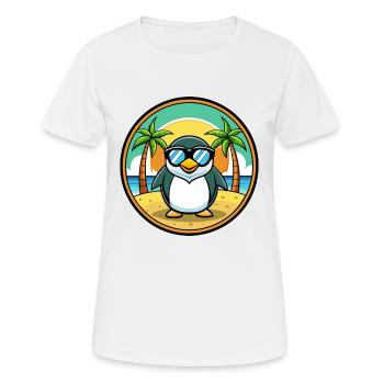 Penguin Funny Cartoon Summer Beach Sunglasses Cool - Women's Breathable T-Shirt - white - Front - AI Model Female 172 dark (172cm)