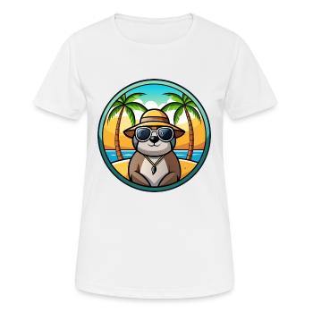 Sloth Funny Cartoon Summer Beach Sunglasses Cool - Women's Breathable T-Shirt - white - Front - AI Model Female 172 dark (172cm)