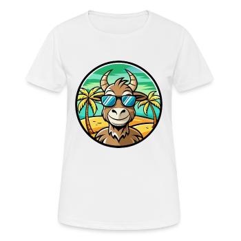 Chèvre Drôle Dessin Animé Plage D’été Lunettes De Soleil Autocollant - T-shirt respirant Femme - blanc - Devant - AI Model Female 172 dark (172cm)