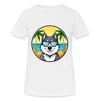 Husky Dog Drôle Dessin Animé Plage Lunettes De Soleil - T-shirt respirant Femme - blanc - Devant - AI Model Female 172 dark (172cm)