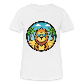 Löwe Lustige Cartoon Sommer Strand Sonnenbrille Aufkleber - Frauen T-Shirt atmungsaktiv - Weiß - Vorne - AI Model Female 172 dark (172cm)