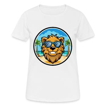 Löwe Lustige Cartoon Sommer Strand Sonnenbrille Aufkleber - Frauen T-Shirt atmungsaktiv - Weiß - Vorne - AI Model Female 172 dark (172cm)