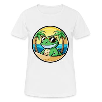 Lizard Funny Cartoon Summer Beach Sunglasses Cool - Women's Breathable T-Shirt - white - Front - AI Model Female 172 dark (172cm)