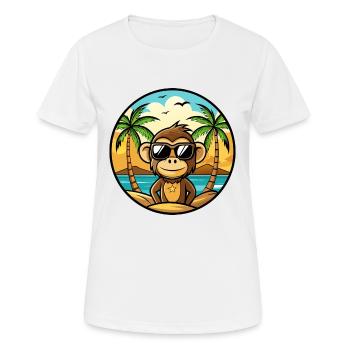 Affe Lustige Cartoon Sommer Strand Sonnenbrille Cool - Frauen T-Shirt atmungsaktiv - Weiß - Vorne - AI Model Female 172 dark (172cm)