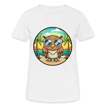 Eule Lustige Cartoon Sommer Strand Sonnenbrille Aufkleber - Frauen T-Shirt atmungsaktiv - Weiß - Vorne - AI Model Female 172 dark (172cm)