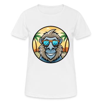 Babouin Drôle Dessin Animé Plage D’été Lunettes De Soleil Cool - T-shirt respirant Femme - blanc - Devant - AI Model Female 172 dark (172cm)