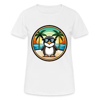 Penguin Funny Cartoon Summer Beach Sunglasses Cool - Women's Breathable T-Shirt - white - Front - AI Model Female 172 dark (172cm)