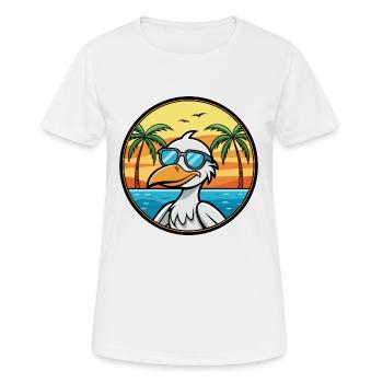 Pelikan Lustige Cartoon Sommer Strand Sonnenbrille Cool - Frauen T-Shirt atmungsaktiv - Weiß - Vorne - AI Model Female 172 dark (172cm)