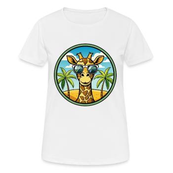 Giraffe Lustige Cartoon Sommer Strand Sonnenbrille Cool - Frauen T-Shirt atmungsaktiv - Weiß - Vorne - AI Model Female 172 dark (172cm)
