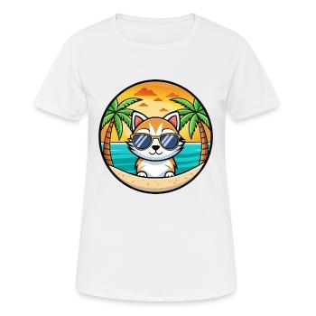 Kitten Funny Cartoon Summer Beach Sunglasses Cool - Women's Breathable T-Shirt - white - Front - AI Model Female 172 dark (172cm)