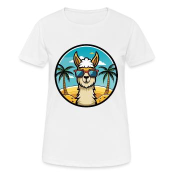 Llama Funny Cartoon Summer Beach Sunglasses Cool - Women's Breathable T-Shirt - white - Front - AI Model Female 172 dark (172cm)
