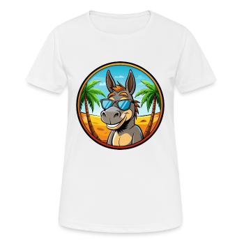 Donkey Funny Cartoon Summer Beach Sunglasses Cool - Women's Breathable T-Shirt - white - Front - AI Model Female 172 dark (172cm)