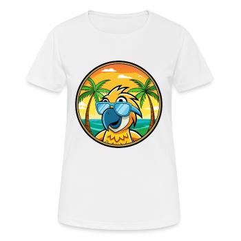 Perroquet Drôle Dessin Animé Plage Été Lunettes De Soleil Cool - T-shirt respirant Femme - blanc - Devant - AI Model Female 172 dark (172cm)