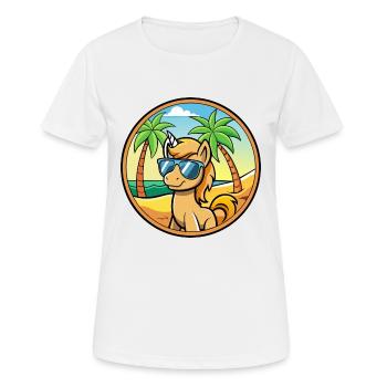 Pony Lustige Cartoon Sommer Strand Sonnenbrille Aufkleber - Frauen T-Shirt atmungsaktiv - Weiß - Vorne - AI Model Female 172 dark (172cm)
