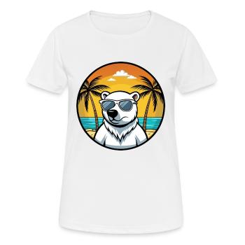 Polar Bear Funny Cartoon Summer Beach Sunglasses - Women's Breathable T-Shirt - white - Front - AI Model Female 172 dark (172cm)