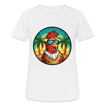 Hahn Lustige Cartoon Sommer Strand Sonnenbrille Cool - Frauen T-Shirt atmungsaktiv - Weiß - Vorne - AI Model Female 172 dark (172cm)