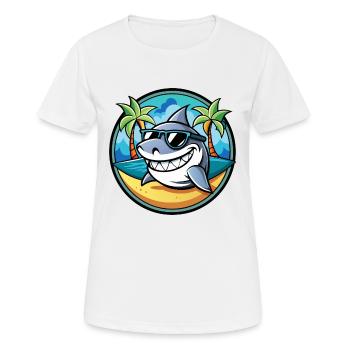 Requin Drôle Dessin Animé Plage D’été Lunettes De Soleil Cool - T-shirt respirant Femme - blanc - Devant - AI Model Female 172 dark (172cm)