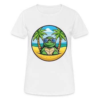 Schildkröte Lustige Cartoon Sommer Strand Sonnenbrille Cool - Frauen T-Shirt atmungsaktiv - Weiß - Vorne - AI Model Female 172 dark (172cm)