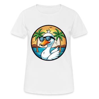 Schwan Lustige Cartoon Sommer Strand Sonnenbrille Aufkleber - Frauen T-Shirt atmungsaktiv - Weiß - Vorne - AI Model Female 172 dark (172cm)