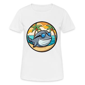 Baleine Drôle Dessin Animé Plage D’été Lunettes De Soleil Cool - T-shirt respirant Femme - blanc - Devant - AI Model Female 172 dark (172cm)