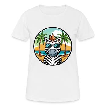 Zebra Lustige Cartoon Sommer Strand Sonnenbrille Cool - Frauen T-Shirt atmungsaktiv - Weiß - Vorne - AI Model Female 172 dark (172cm)