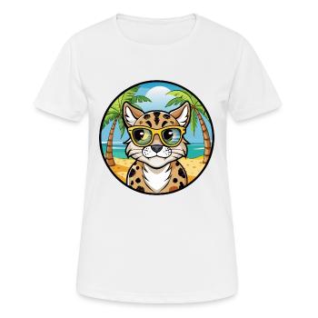 Australian Spotted Mist Cat Breed Cartoon Beach - Women's Breathable T-Shirt - white - Front - AI Model Female 172 dark (172cm)