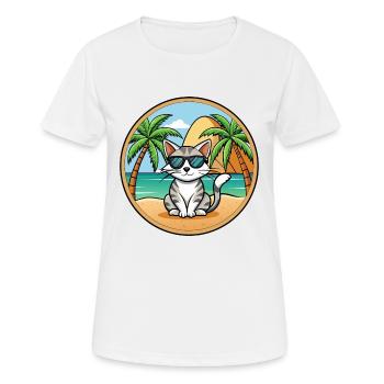 Ägäis Katzenrasse Cartoon Sonnenbrille Strand - Frauen T-Shirt atmungsaktiv - Weiß - Vorne - AI Model Female 172 dark (172cm)