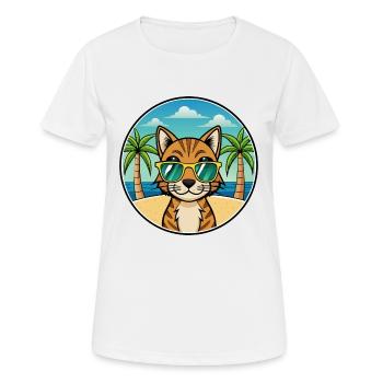 Bengalische Katzenrasse Cartoon Sonnenbrille Strand - Frauen T-Shirt atmungsaktiv - Weiß - Vorne - AI Model Female 172 dark (172cm)