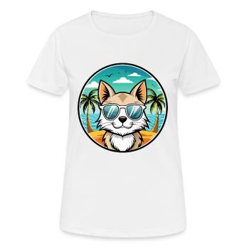 Balinesische Katzenrasse Cartoon Sonnenbrille Strand - Frauen T-Shirt atmungsaktiv - Weiß - Vorne - AI Model Female 172 dark (172cm)