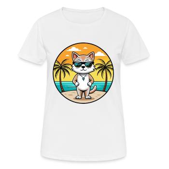 Burmilla Cat Breed Cartoon Sunglasses Beach - Women's Breathable T-Shirt - white - Front - AI Model Female 172 dark (172cm)