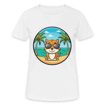 Cyprus Cat Breed Cartoon Sunglasses Beach - Women's Breathable T-Shirt - white - Front - AI Model Female 172 dark (172cm)