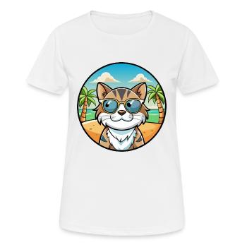 Lunettes de soleil de dessin animé de race de chat calicot dilué plage - T-shirt respirant Femme - blanc - Devant - AI Model Female 172 dark (172cm)