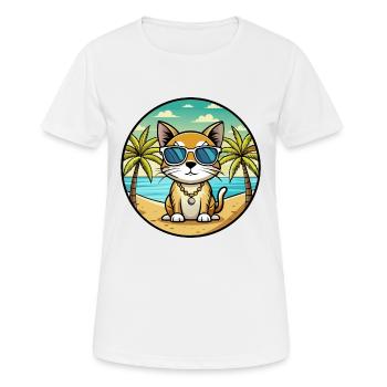 Europäische Burmakatzenrasse Cartoon Sonnenbrille Strand - Frauen T-Shirt atmungsaktiv - Weiß - Vorne - AI Model Female 172 dark (172cm)