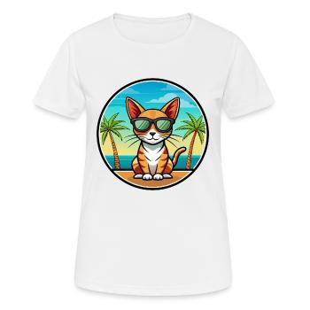 Abessinische Kurzhaarkatze Rasse Cartoon Sonnenbrille - Frauen T-Shirt atmungsaktiv - Weiß - Vorne - AI Model Female 172 dark (172cm)